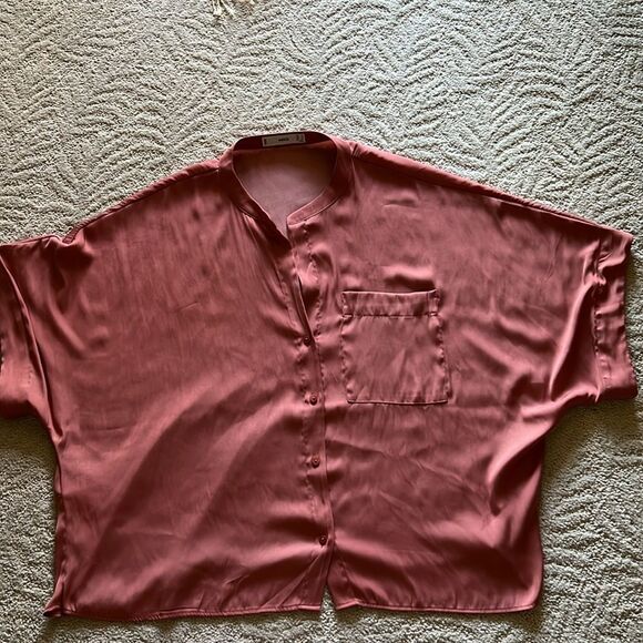 Mango Terracotta Relaxed Blouse Size 10 - Picture 12 of 16